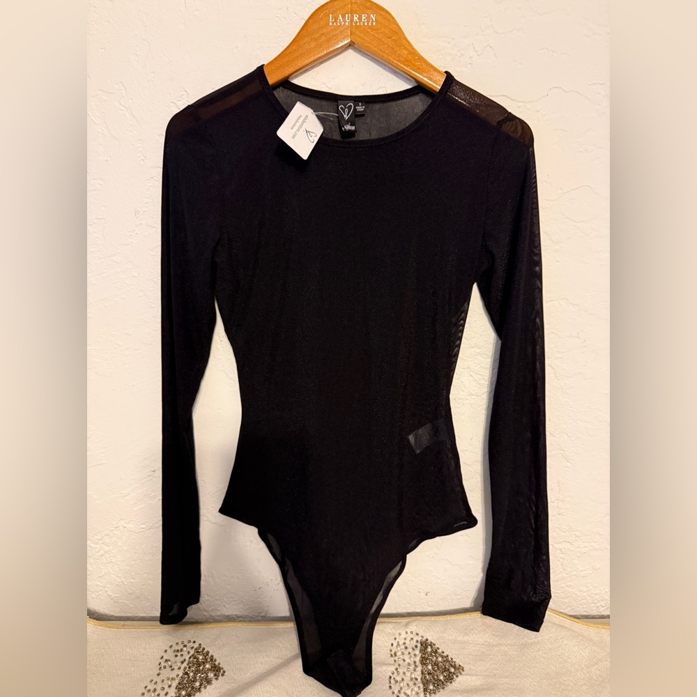 Windsor Black Long Sleeve Sheer  Bodysuit